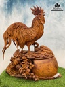 Tượng Gà Trống Gỗ Hương Cao 61 Ngang 57 Sâu 24 (cm)