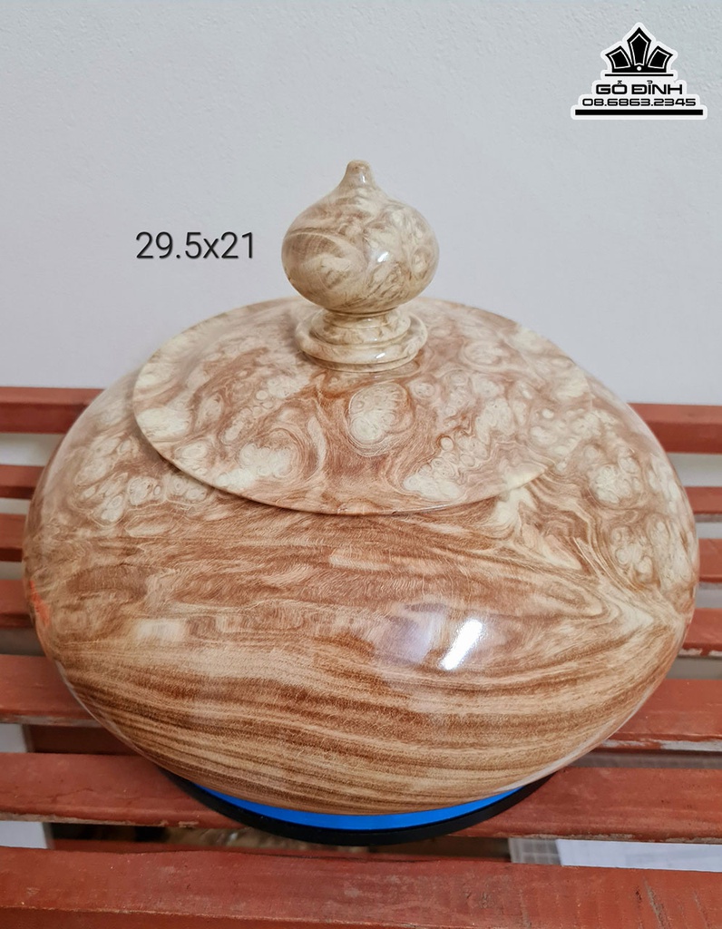 Bình Chum Phú Quý Gỗ Nu Nghiến Cao 21 Đường Kính 29.5 (cm)