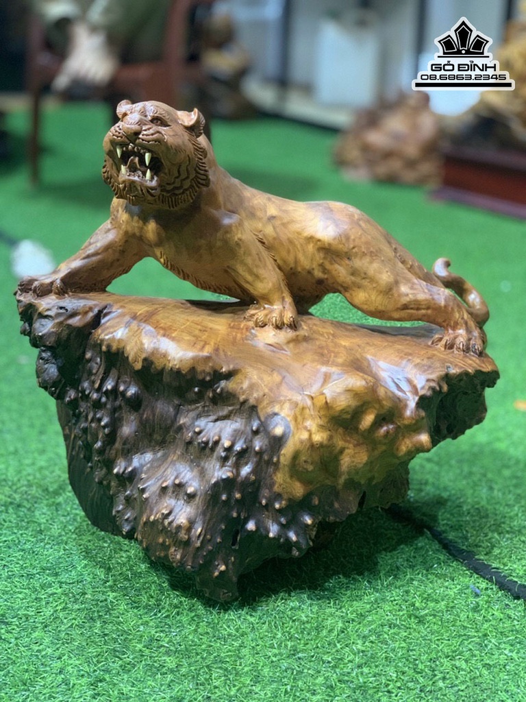 Tượng Hổ Gỗ Ngọc Am Cao 45 Ngang 51 Sâu 28 (cm)