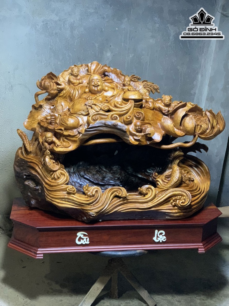 Tượng Di Lặc Ngũ Phúc Cao 81 Ngang 103 Sâu 40 Cả Kỷ 86 (cm)