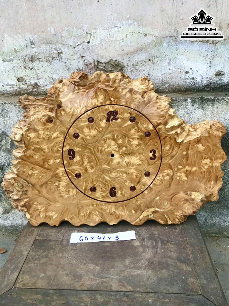 Tranh Gỗ Đồng Hồ Gỗ Nu Nghiến Cao 60 Ngang 41 Dày 3(cm)