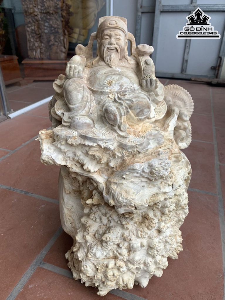 Tượng Thần Tài Gỗ Nu Nghiến Cao 48 Ngang 31 Sâu 22 (cm)