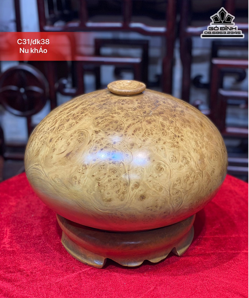 Bình Chum Gỗ Nu Kháo Cao 31 Đường Kính 38 (cm)
