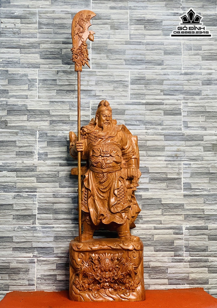 Tượng Quan Công Chấn Ải Gỗ Hương Đá Cao 60 Rộng 25 Sâu 16 (cm)