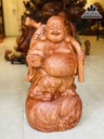 Tượng Di Lặc Vác Đào Gỗ Hương Cao 70 Ngang 40 Sâu 36 (cm)