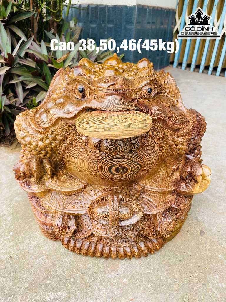 Tượng Cóc Gỗ Mun Cao  38 Ngang 50 Sâu 46 (cm)