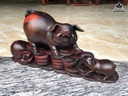 Tượng Heo Mẫu Tử Gỗ Trắc Cao 19 Ngang 36 Sâu 13 (cm)