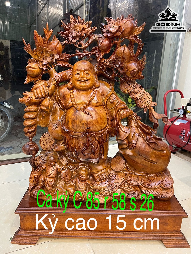 Tượng Phật Di Lặc Gỗ Hương Cao 85 Ngang 58 Sâu 26 (cm)