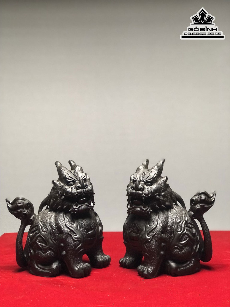 Tượng Tỳ Hưu Gỗ Mun Sừng Cao 15 Ngang 12 Sâu 8 (cm)