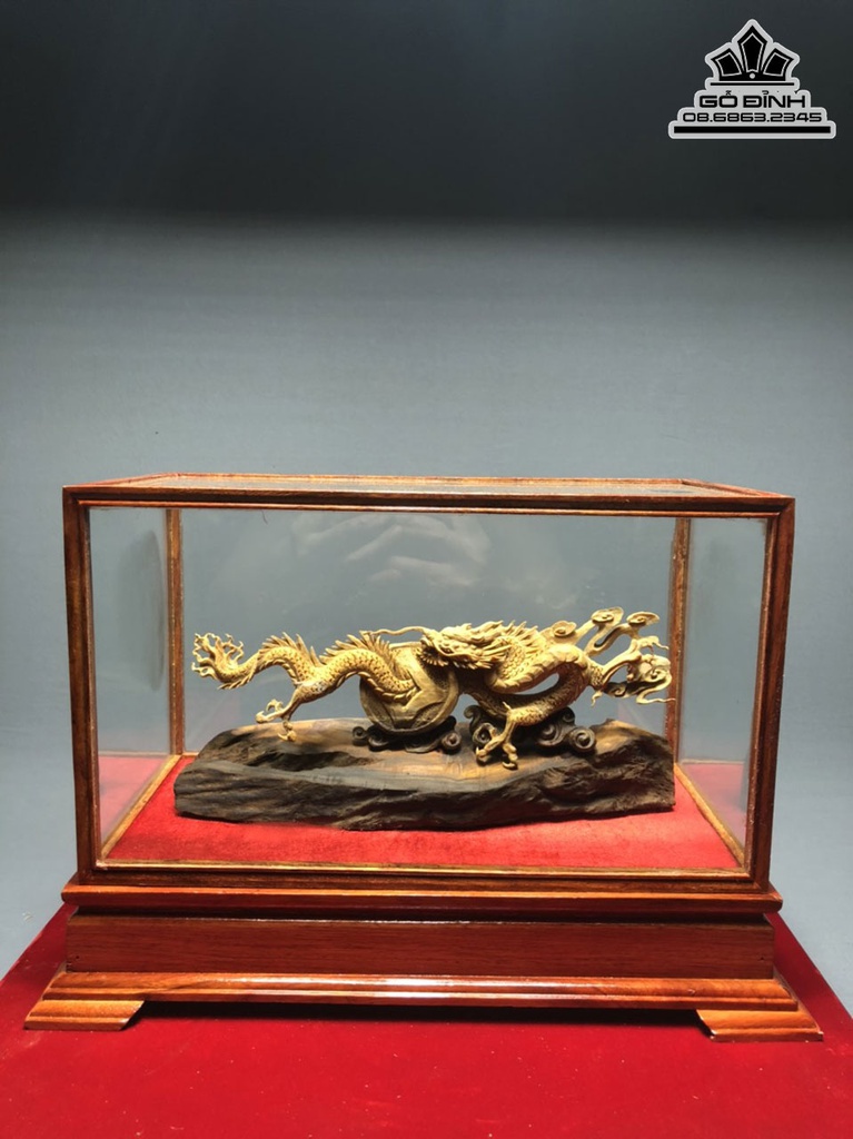 Tượng Nhất Long Gỗ Hoàng Đàn Cao 12 Ngang 18 Sâu 3 (cm)