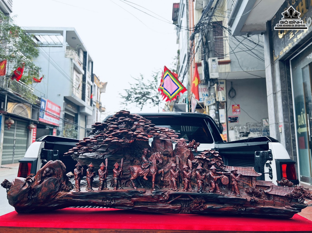 Tượng Vinh Quy Bái Tổ Gỗ Trắc Liền Khối Cao 65 Ngang 130 Sâu 26 (cm)