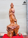 Tượng Quan Âm Gỗ Hương Gia Lai Liền Khối Cao 125 Ngang 50 Sâu 50 (cm)