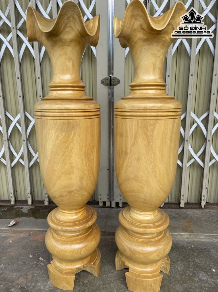 Cặp Lục Bình Gỗ Mít Cao 100 Đường Kính 24.5 (cm)