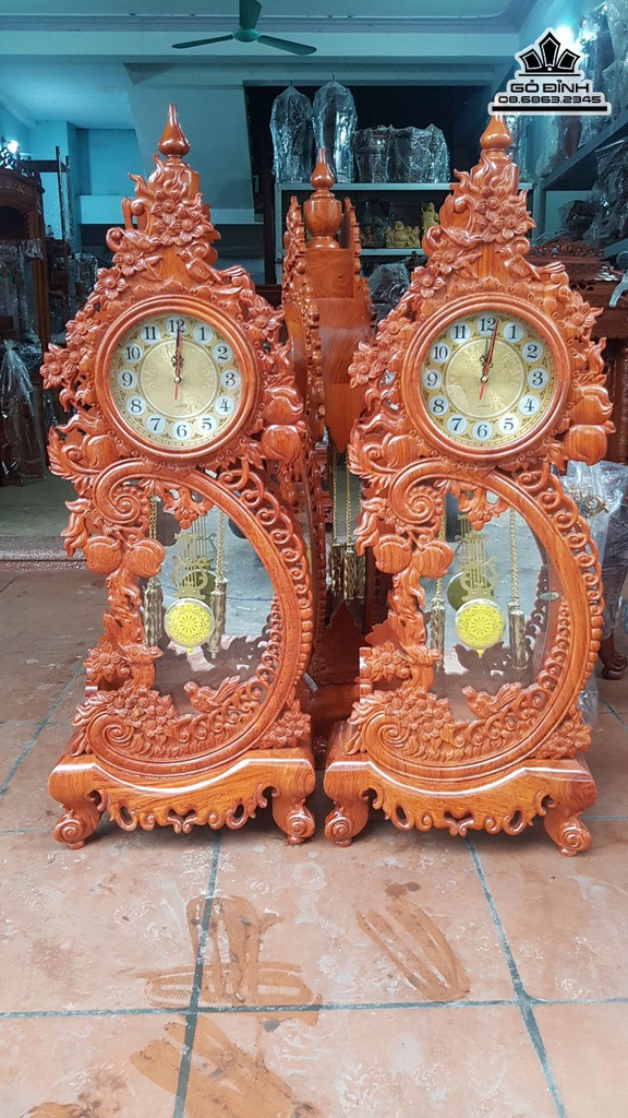 Đồng Hồ Gỗ Hương Đá Cao 110 Ngang 45 Sâu 20 (cm)