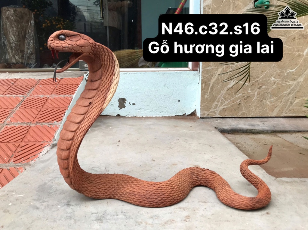 Tượng Rắn Gỗ Hương Cao 32 Ngang 46 sâu 16 (cm)