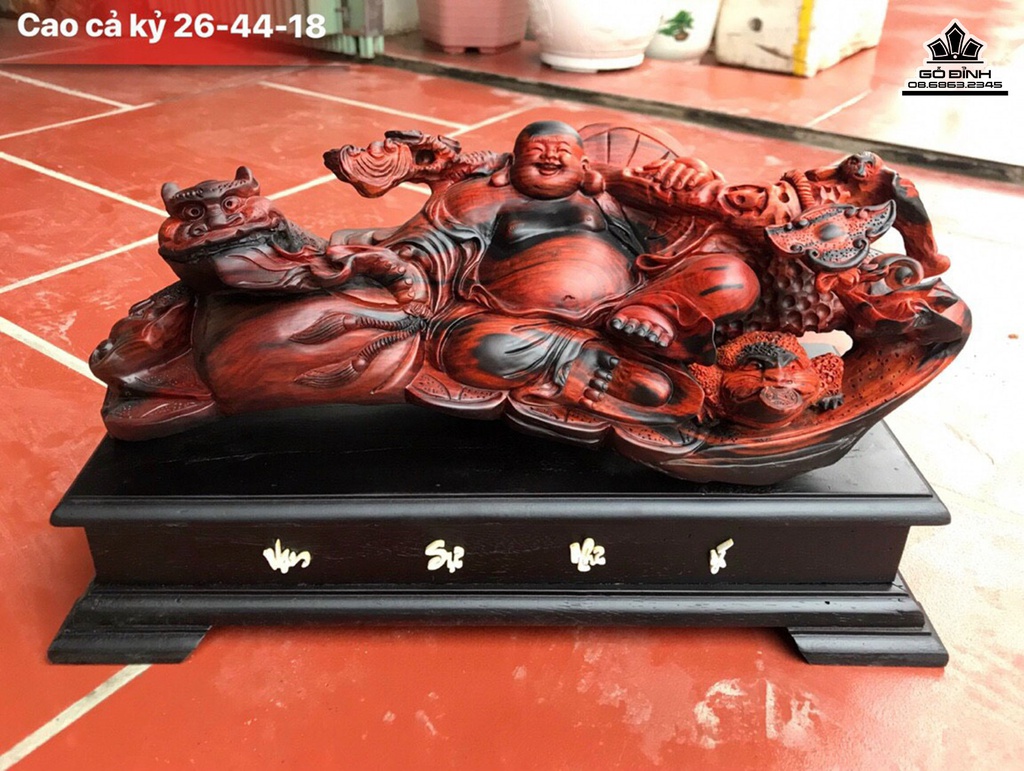 Tượng Phật Di Lặc Gỗ Trắc Cao 26 Ngang 44 Sâu 18 (cm)