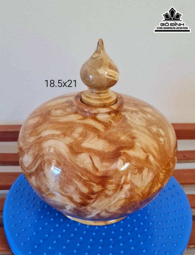 Bình Chum Phú Quý Gỗ Nu Nghiến Cao 18.5Đường Kính 21 (cm)
