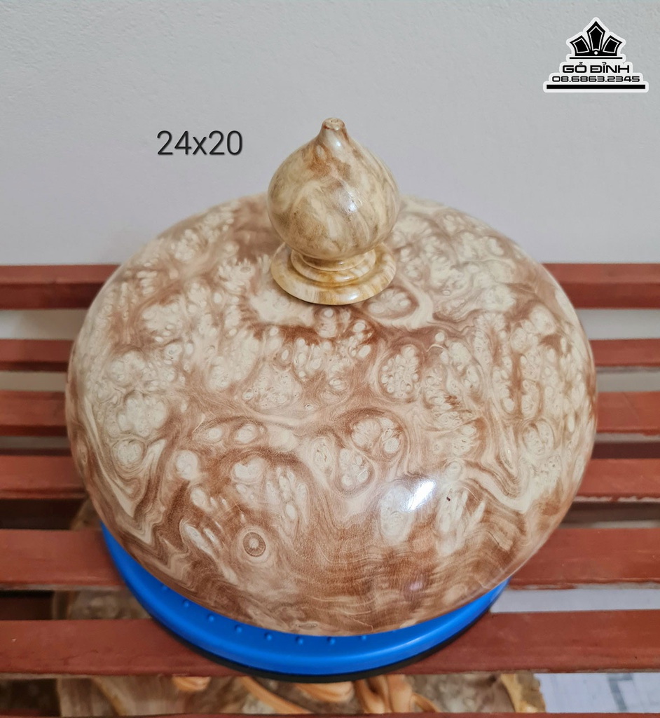 Bình Chum Phú Quý Gỗ Nu Nghiến Cao 20 Đường Kính 24 (cm)