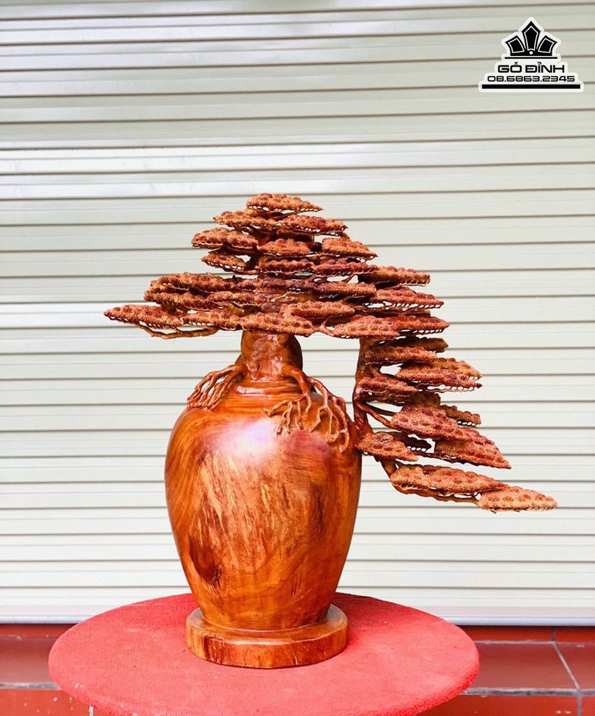 Bình Tùng Bonsai Gỗ Hương cao 76 Ngang 76 Sâu 38 (cm)