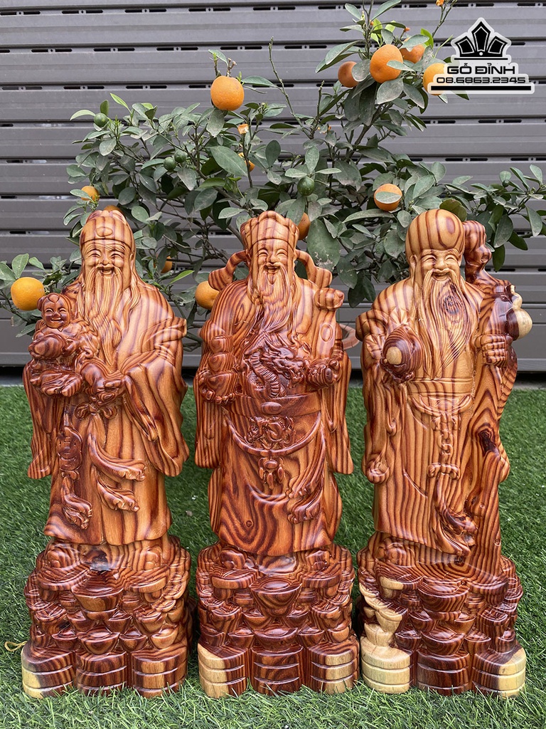 Tượng Phúc Lộc Thọ (Tam Đa) Cao 39 Ngang 13.5 Sâu 10.5 (cm)