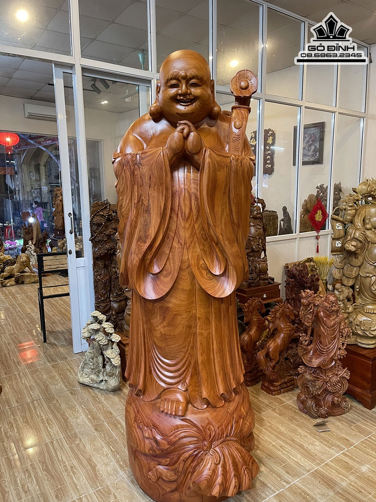 Tượng Phật Di Lặc Chúc Phúc Gỗ Hương  Cao 200 Ngang 65 Sâu 63 (cm)
