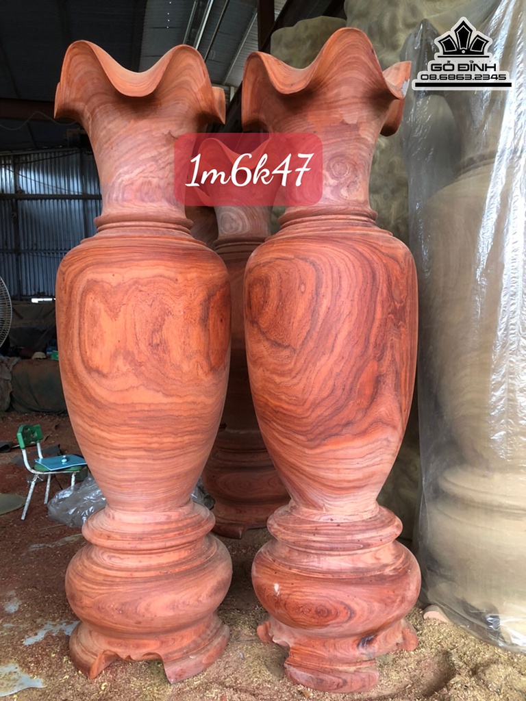 Cặp Lục Bình Gỗ Hương Cao 160 Đường Kính 47 (cm)