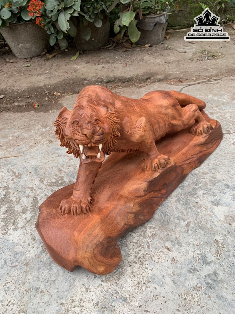 Tượng Hổ Gỗ Hương Cao 25 Ngang 60 Sâu 20 (cm)