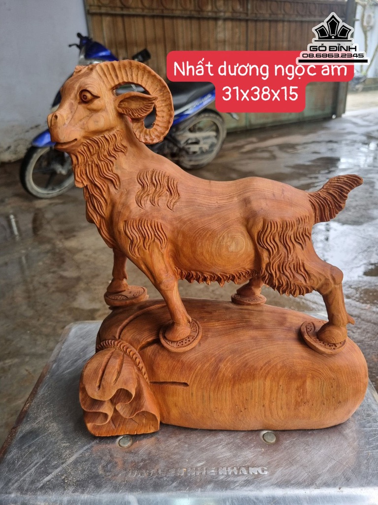 Tượng Nhất Dương Gỗ Ngọc Am Cao 31 Ngang 38 Sâu 15 (cm)