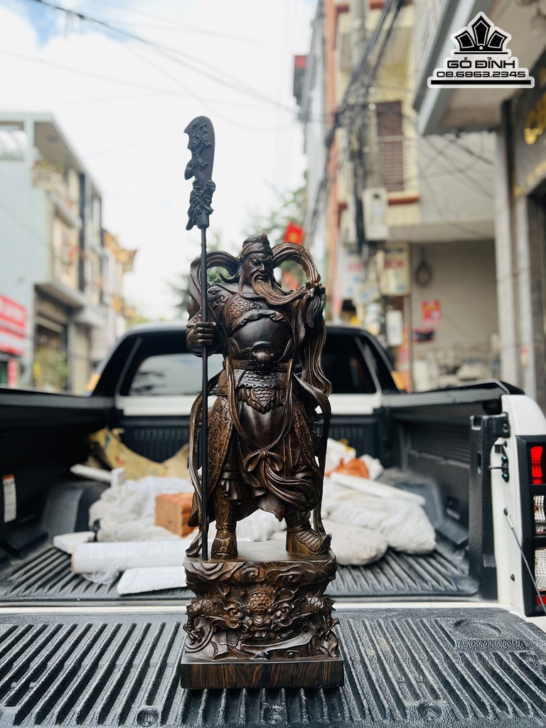 Tượng Quan Công Gỗ Mun Cao 80 Ngang 29 sâu 16 (cm)