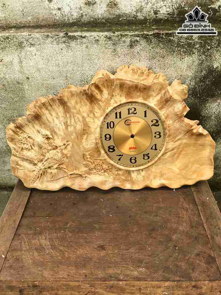 Đồng Hồ Phu Thê Gỗ Nu Nghiến  Rộng 49.5 Cao 29.5 Dày 2 (cm)