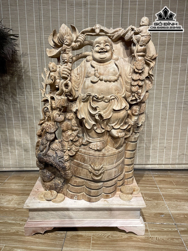 Tượng Phật Di Lặc Gỗ Ngọc Am Cao 76 Ngang 48 Sâu 23 (cm)