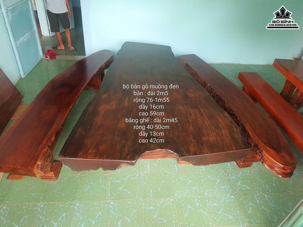 Bộ Bàn Ghế Gỗ Muồng Đen Nguyên Khối