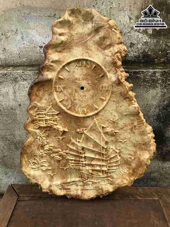 Đồng Hồ Thuận Buồm Xuôi Gió Gỗ Nu Nghiến  Cao 50 Rộng 34 Dày 2 (cm)