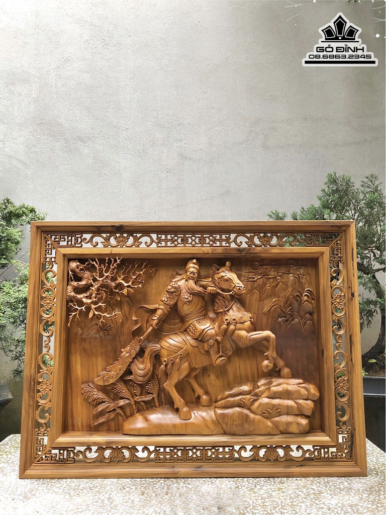 Tranh Gỗ Tranh Quan Công Gỗ Bách Xanh Cao 67 Ngang 90 Sâu 10 (cm)