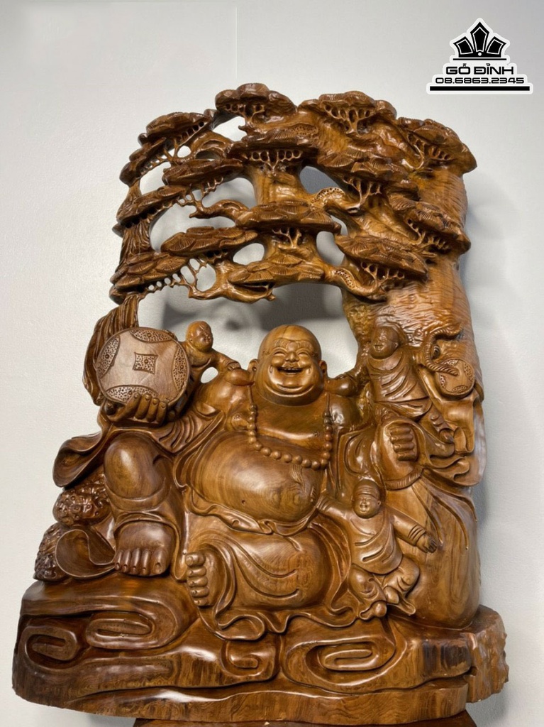 Tượng Phật Di Lặc Gỗ Ngọc Am Cao 85 Ngang 65 Sâu 25 (cm)