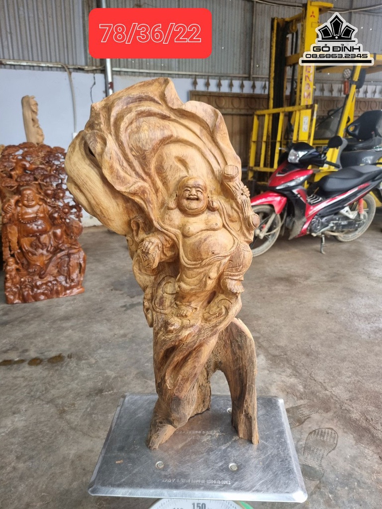 Tượng Phật Di Lặc Gỗ Ngọc Am Cao 78 Ngang 36 Sâu 22 (cm)