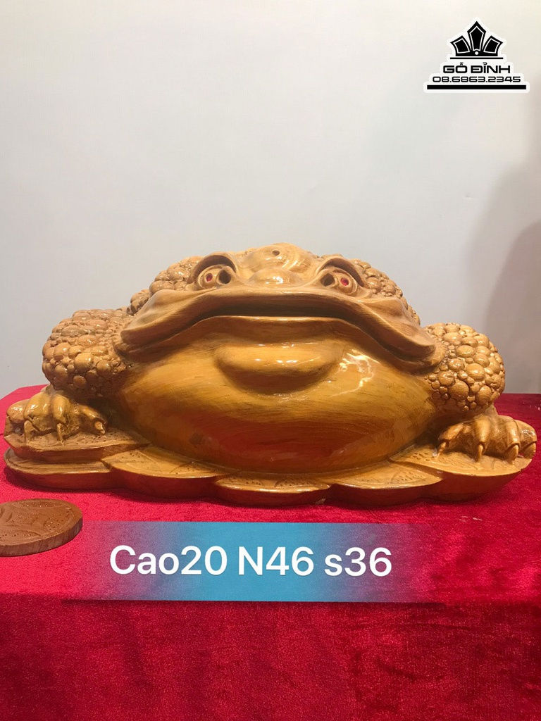 Tượng Cóc Gỗ Ngọc Am Cao 20 Ngang 46 Sâu 36 (cm)