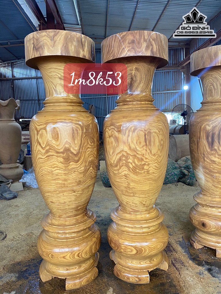Cặp Lục Bình Gỗ Cẩm Vàng Cao 180 Đường Kính 53 (cm)