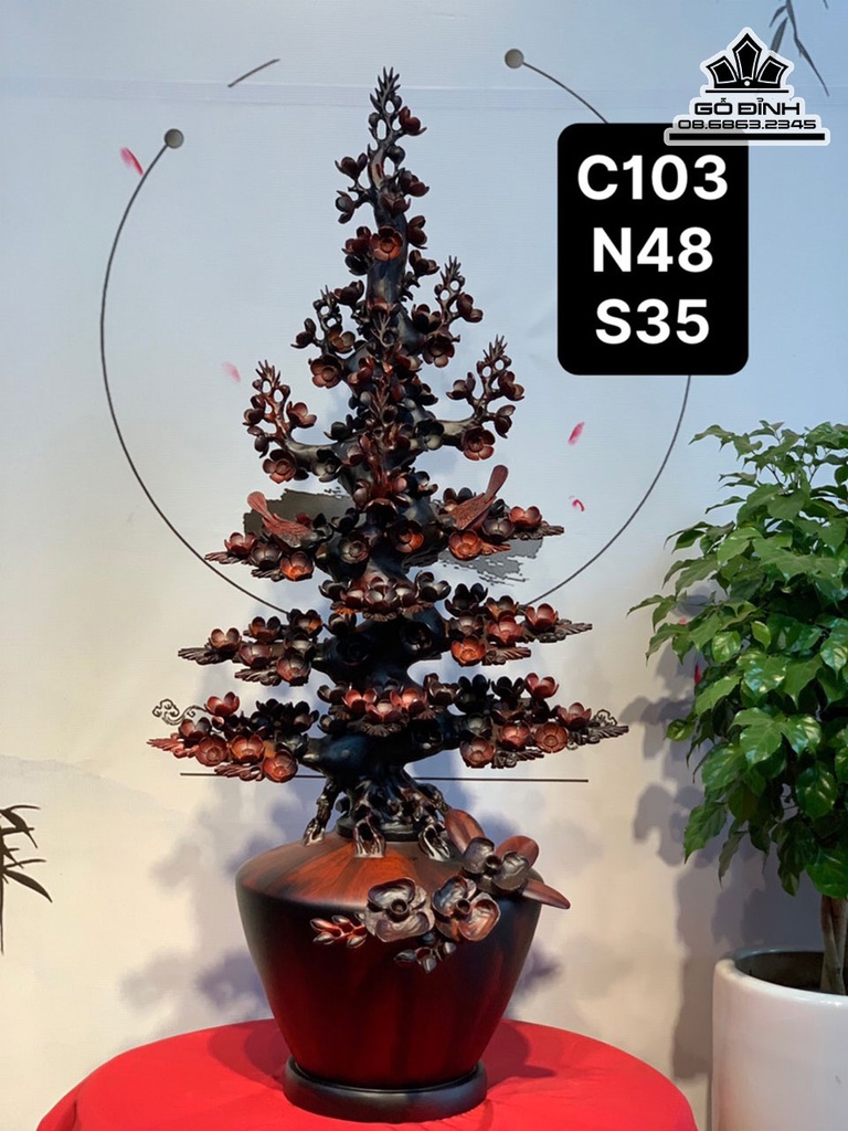 Bình Mai Gỗ Trắc Cao 103 Ngang 48 Sâu 35 (cm)