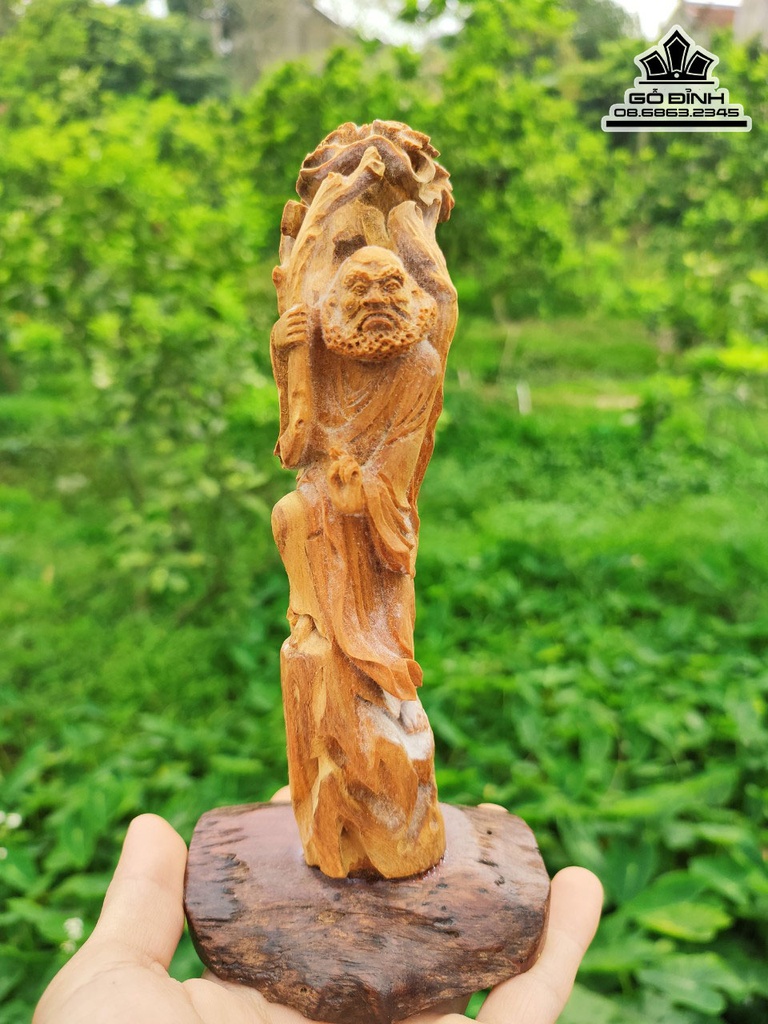 Tượng Đạt Ma Sư Tổ Gỗ Hoàng Đàn Cao 17 Ngang 4 Sâu 4 (cm)