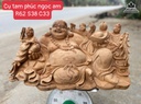 Tượng Phật Di Lặc Tam Phúc Gỗ Ngọc Am Cao 33 Ngang 62 Sâu 38 (cm)