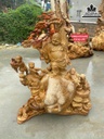 Tượng Phật Di Lặc Gỗ Nu Hương Cao 66 Ngang 55 Sâu 35 (cm)