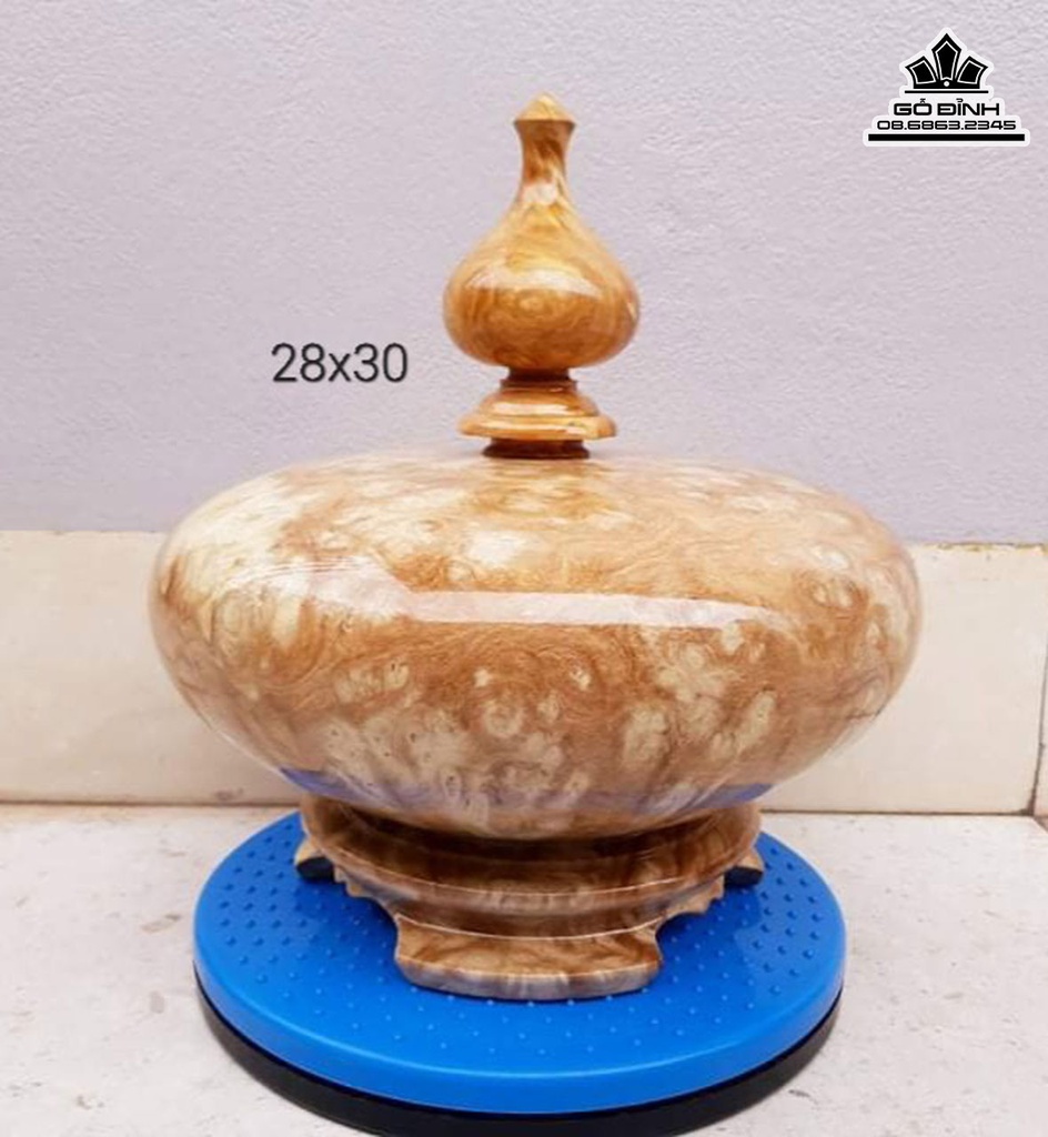 BÌnh Chum Phú Quý Gỗ Nu Nghiến Cao 30 Đường Kính 28 (cm)