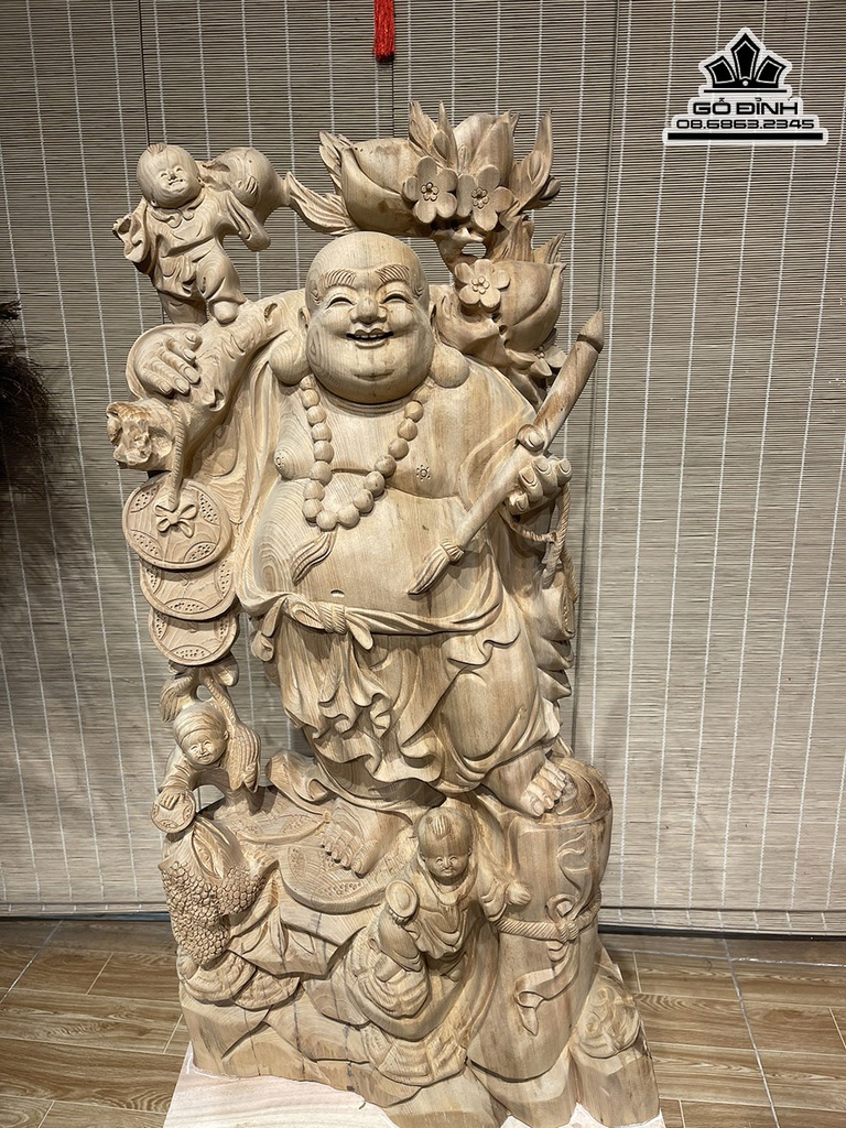 Tượng Phật Di Lặc Gỗ Ngọc Am Cao 85 Ngang 46 Sâu 20 (cm)