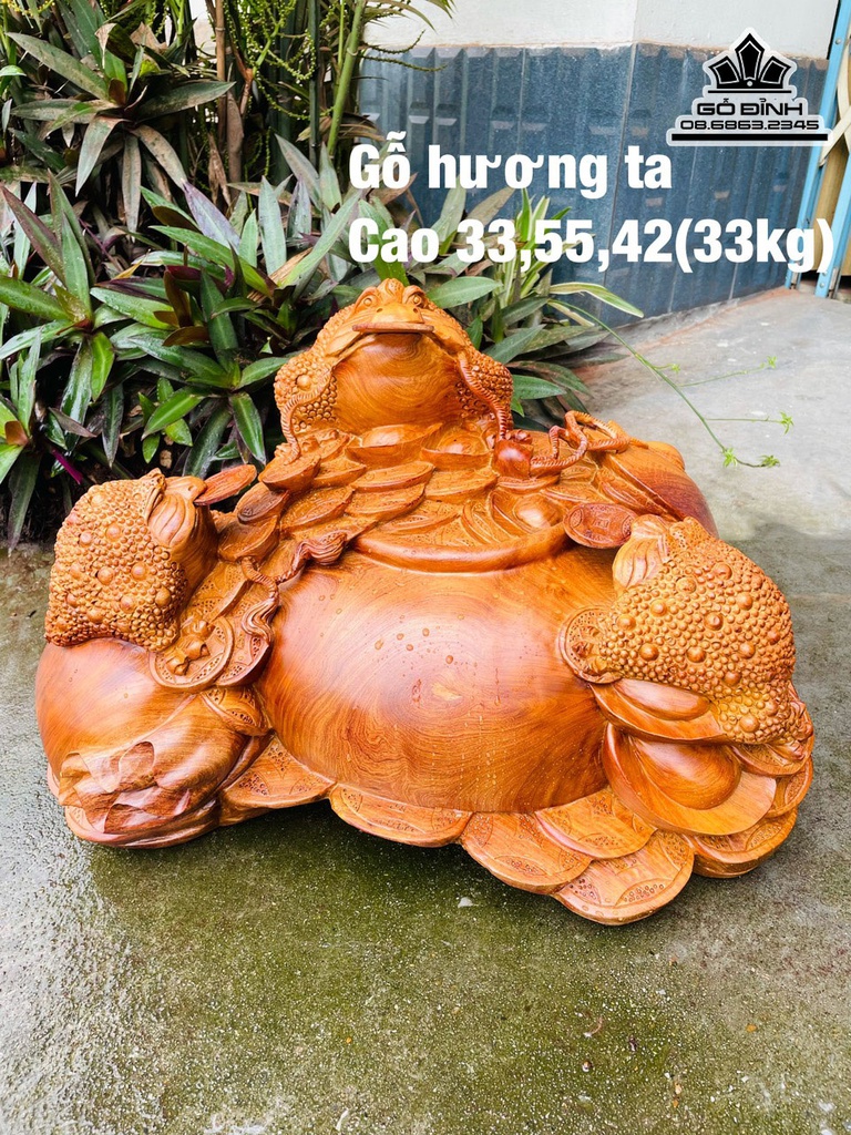 Tượng Cóc (Tam Cóc) Gỗ Hương Cao 33 Ngang 55 Sâu 42 (cm)