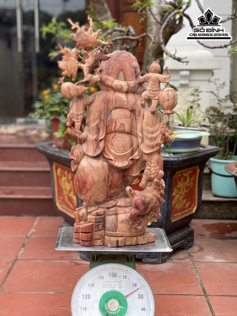 Tượng Phật Di Lặc Gỗ Hương Cao 86 Ngang 45 Sâu 33 (cm)
