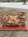 Tượng Phật Di Lặc Ngũ Phúc Gỗ Ngọc Am Cao 32 Ngang 58 Sâu 23 (cm)