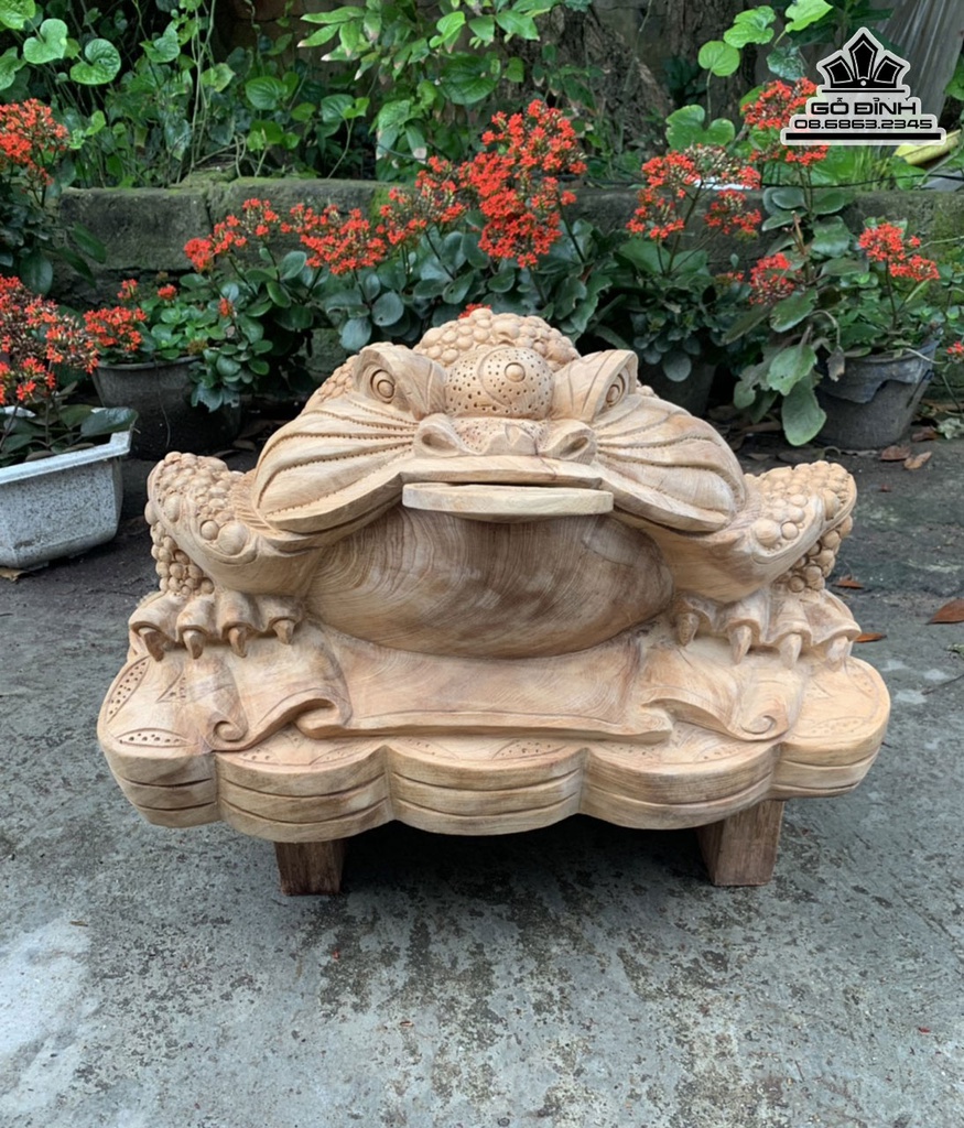 Tượng Cóc Gỗ Ngọc Am Cao 30 Ngang 50 Sâu 33 (cm)