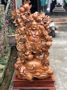 Tượng Phật Di Lặc Tam Phúc Gỗ Hương Cao 128 Ngang 63 Sâu 33 (cm)