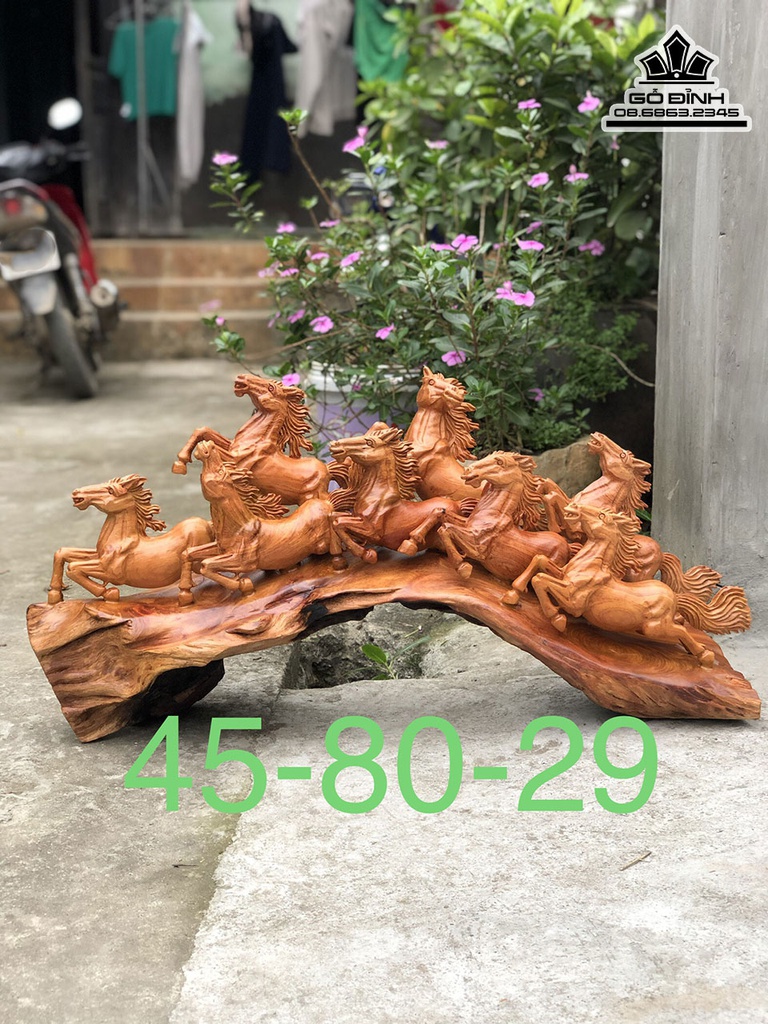 Tượng Ngựa (Bát Mã)Gỗ Hương Cao 45 Ngang 80 Sâu 29 (cm)